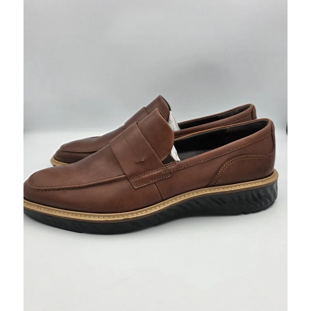 ECCO ST.1 Hybrid Penny Loafer Leather Shoes SlipOn Cognac Brown Mens Sz 13-13.5